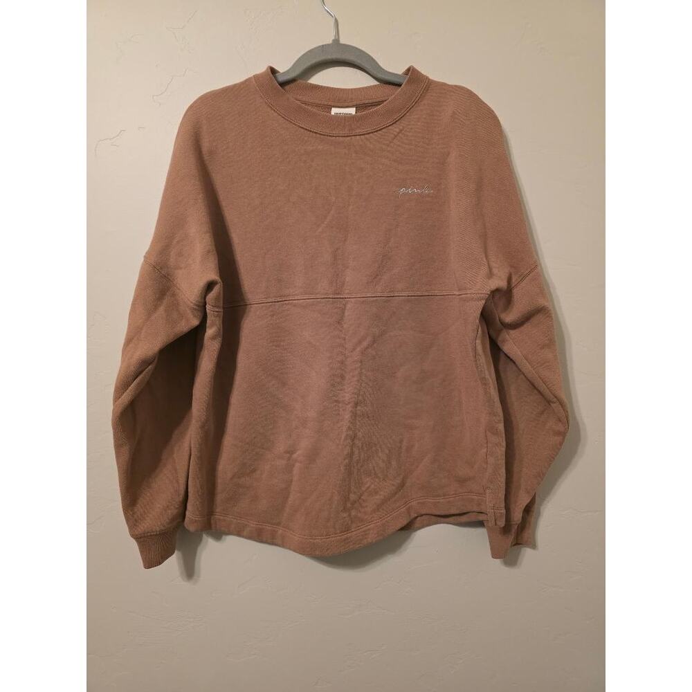 PINK Victoria’s Secret Brown Crewneck Sweatshirt Love Pink Graphic Cozy